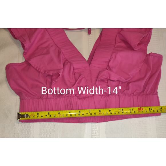 Bright Pink Peasant Maxi Dress 2pc L Tiered Boho Whimsigoth Ruffles Cropped - Picture 16 of 16